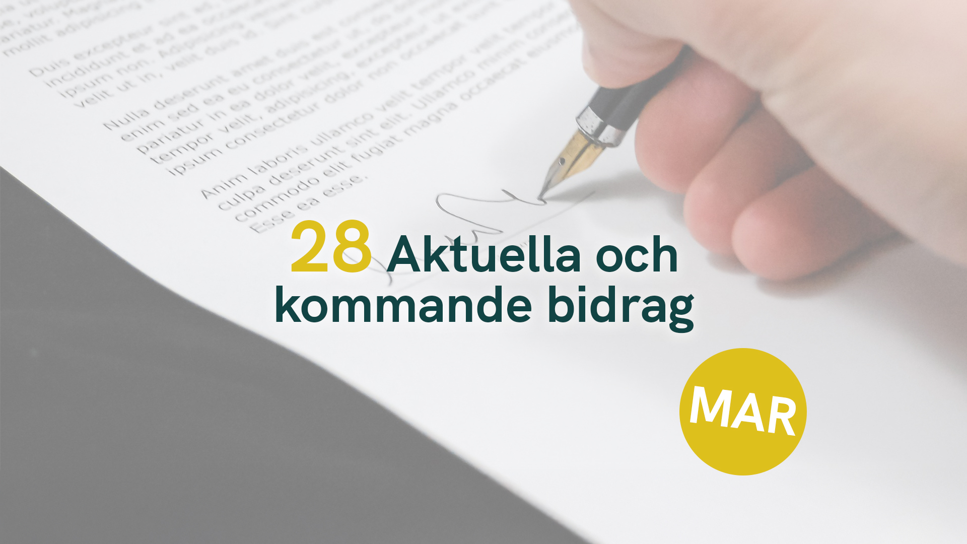 28 Aktuella och kommande bidrag – Mars 2025
