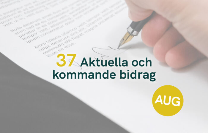 37 Aktuella och kommande bidrag - Augusti 2025
