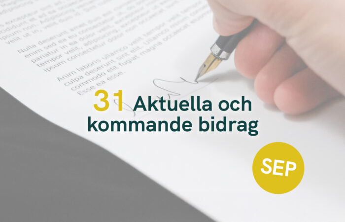 31 Aktuella och kommande bidrag - September 2025